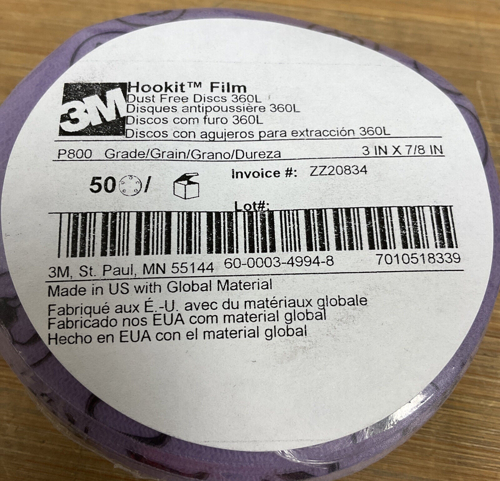 3M 360L Hookit Disc P800 3 X 7/8 Package of 50 (BK115)