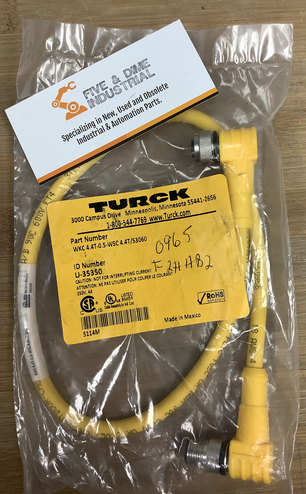 Turck WKC 4.4T-0.5-WSC 4.4T/S3060 Cable / Cordset U-35350  (GR132)