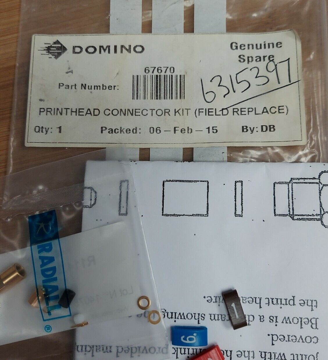 DOMINO 67670 Genuine Printhead Field Connector Kit (YE112)