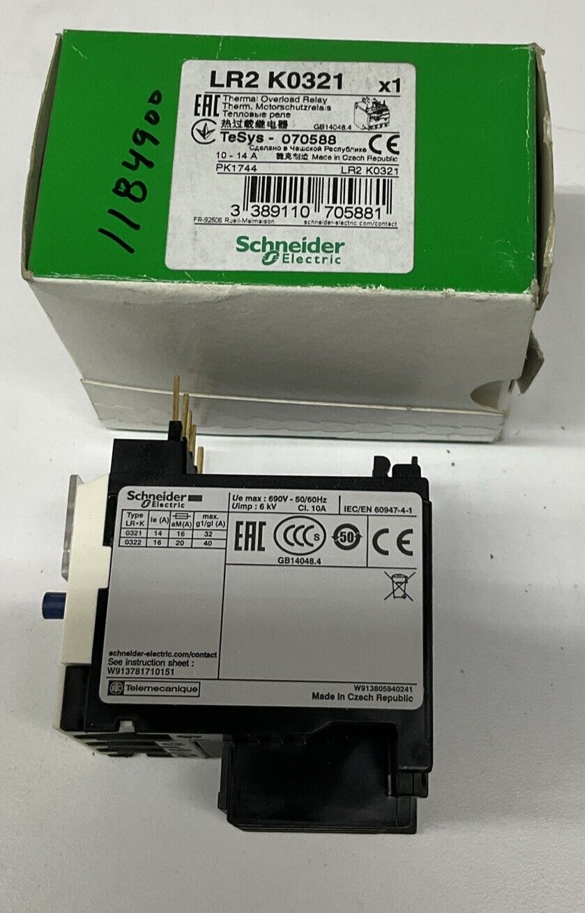 Schneider Electric LR2-K0321 Thermal Overload Relay 10-14A (CL352)