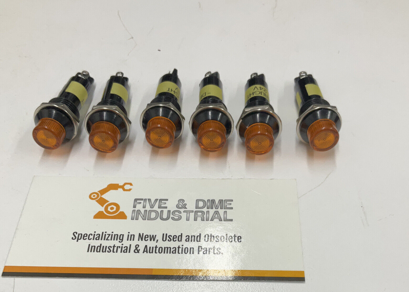 Dialight  Lot of 6 New Led 24VDC Panel Indicator 350-2107-ND  Amber  (RE114) - 0