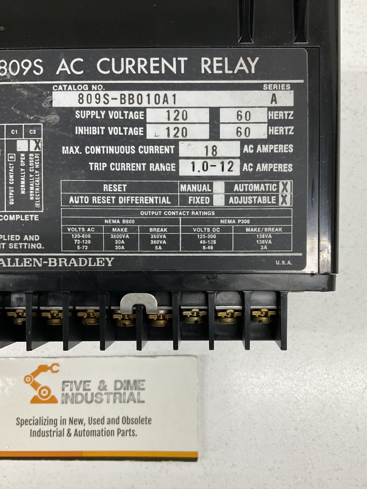 Allen Bradley 809S-BB010A1 New Ser A  AC Current Relay (RE228)