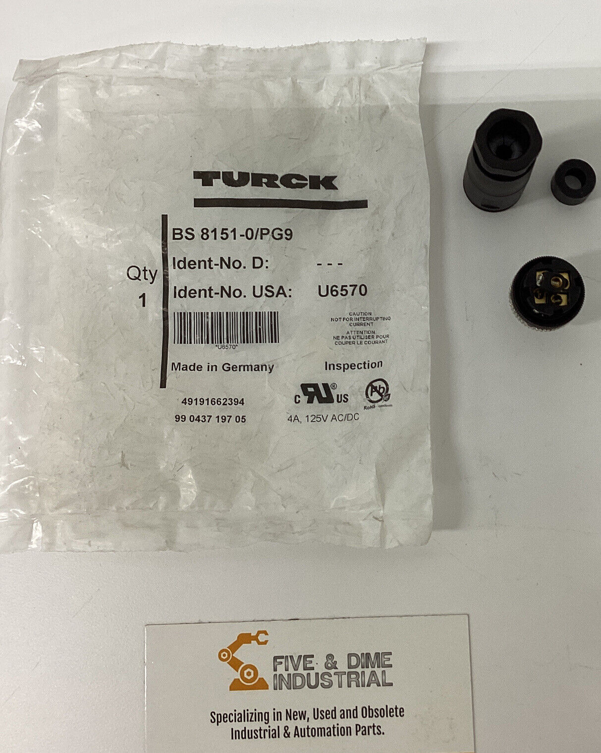 Turck BS 8151-0/PG9  5-Pin Straight M12 field connector (CL266)
