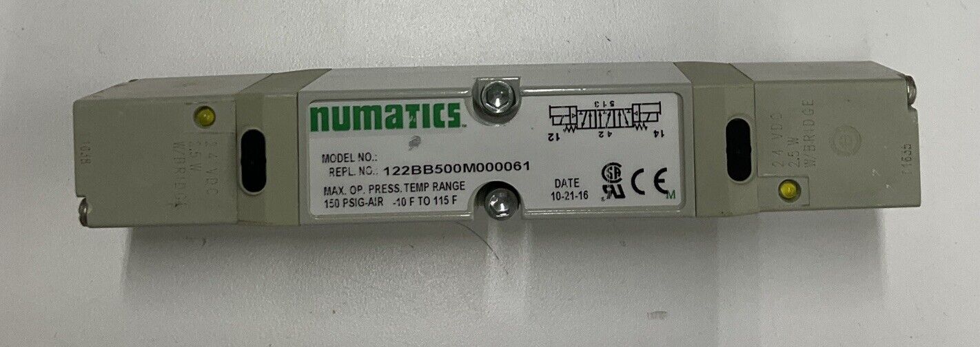 Numatics 122BB500M000061 24vdc Solenoid Pneumatic Valve (CL218)
