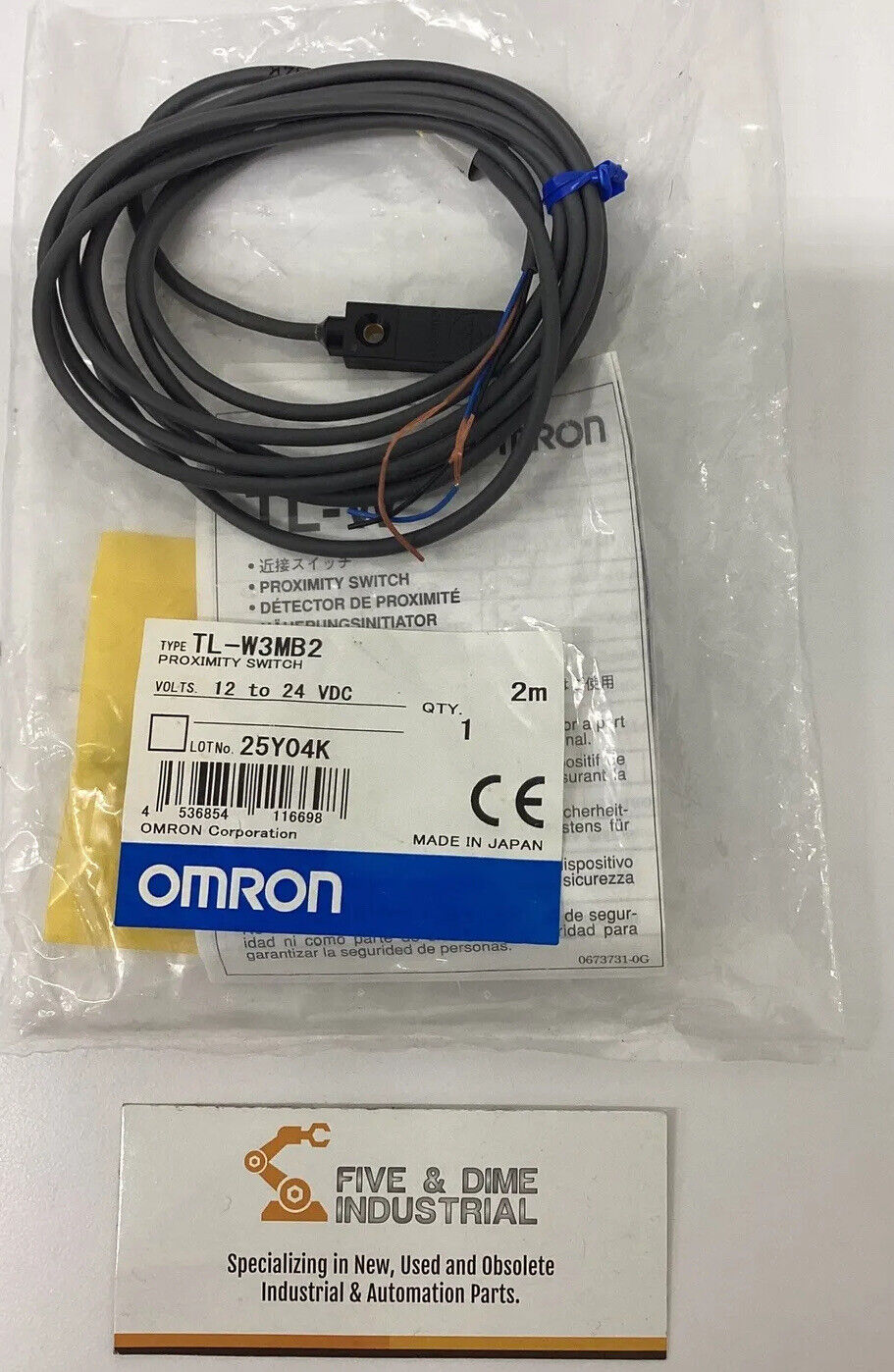 Omron TL-W3MB2 Proximity Switch 12-24VDC , 2- meters (YE264)