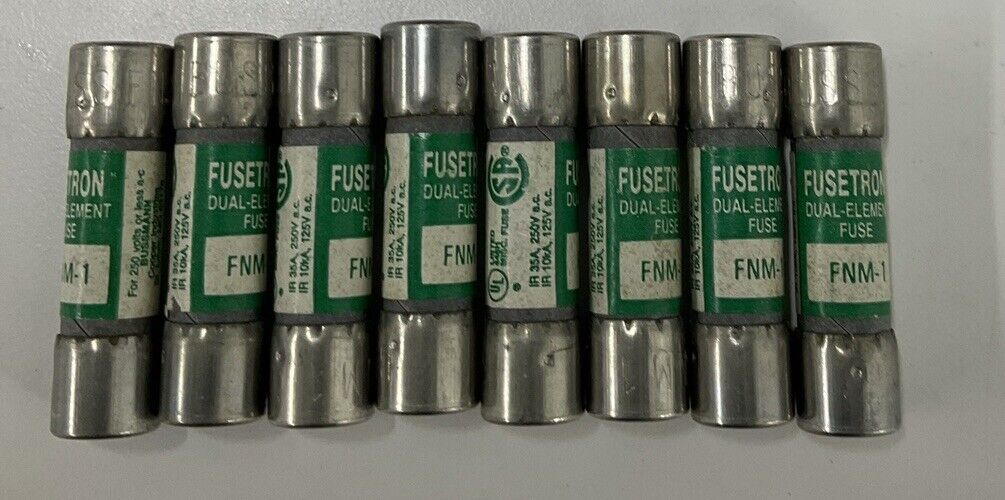 Bussman FNM-1 Lot of 8 Fusetron Dual Element Fuses 1-AMP (RE117)