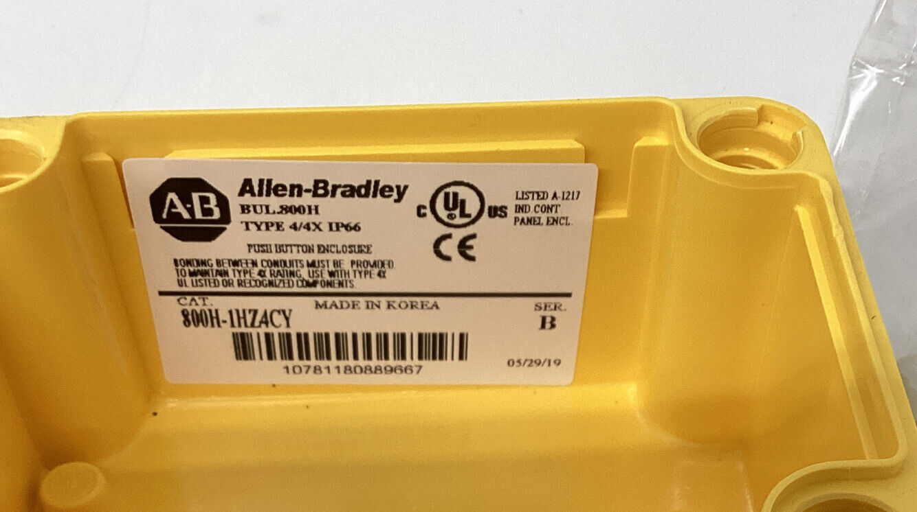 Allen Bradley  800H-1HZ4CY  Yellow Push Button Enclosure (YE197) - 0
