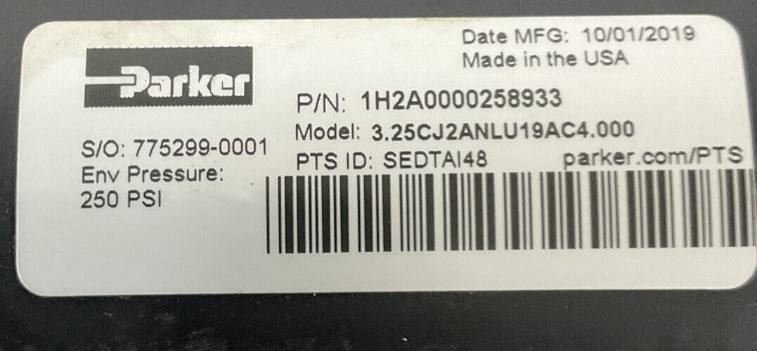 Parker 1H2A0000258933 / 3.25CJ2ANLU19AC4.000 Hydraulic Cylinder (OV195) - 0