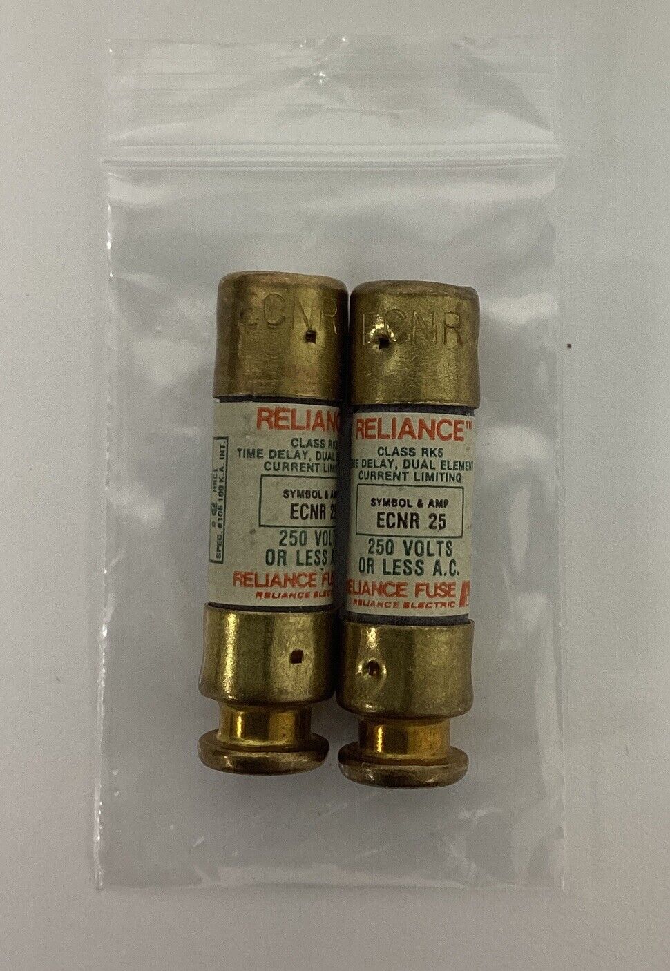 Reliance ECNR-25 Lot of 2 Time Delay Fuses RK5 (CL127) - 0