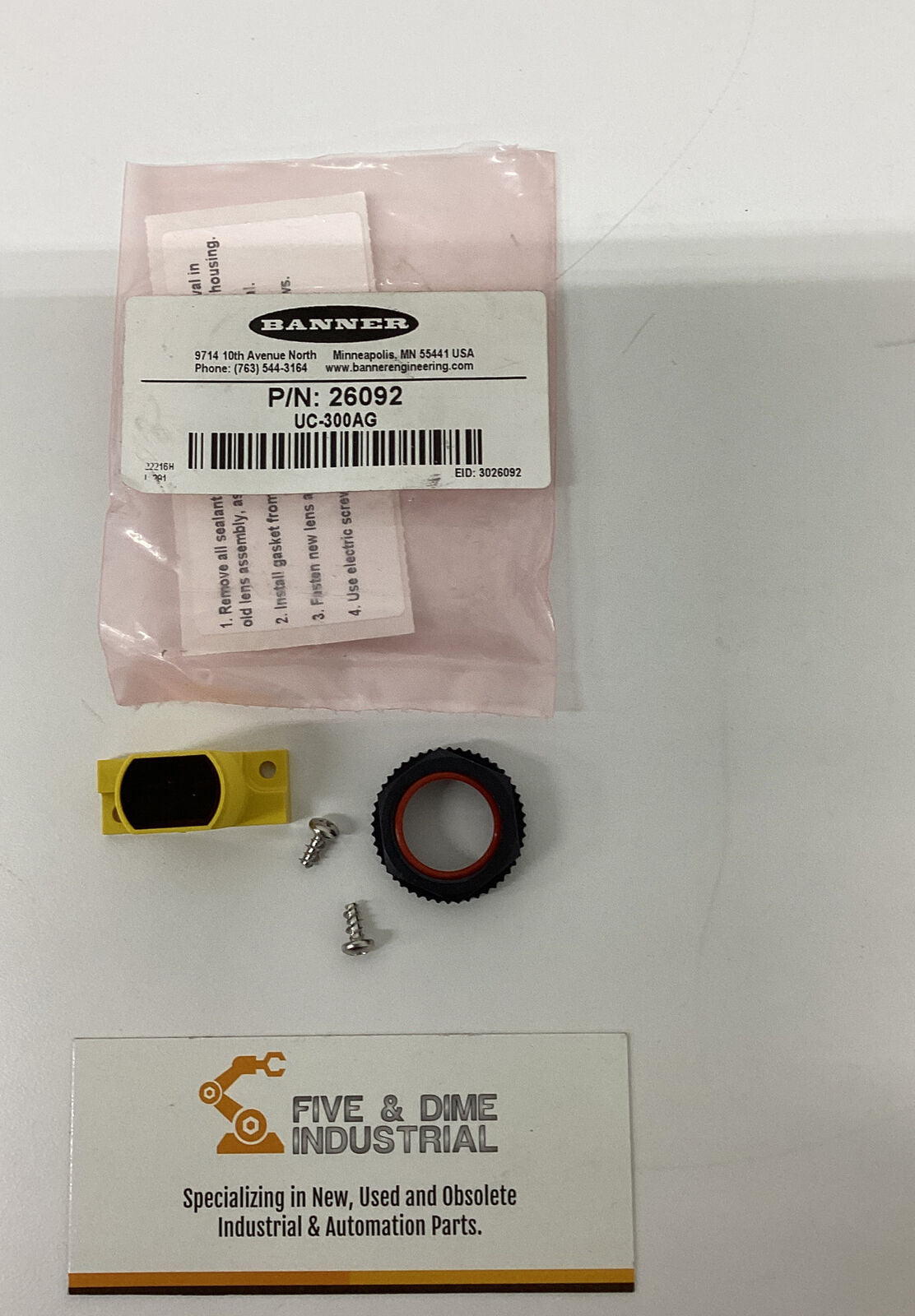 Banner 26092 / UC-300AG  Lens Replacement Kit (YE197)