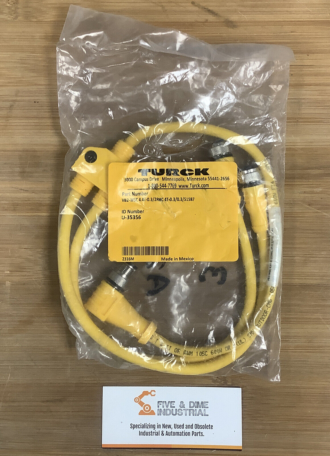 Turck VB2-WSC 4.4T-0.3 2RKC 4T-0.3/0.3/S1587 U-35356 Y Cable (YE134)