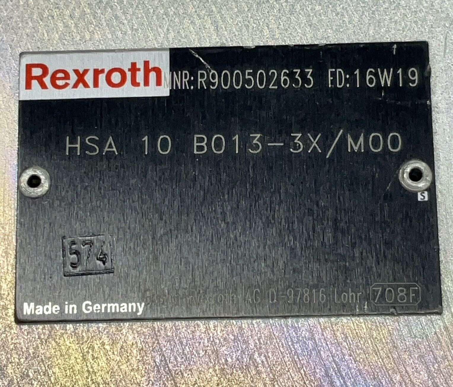 Rexroth Bosch  HSA10B013-3X/M00 R900502633 Cover Plate (CL365)