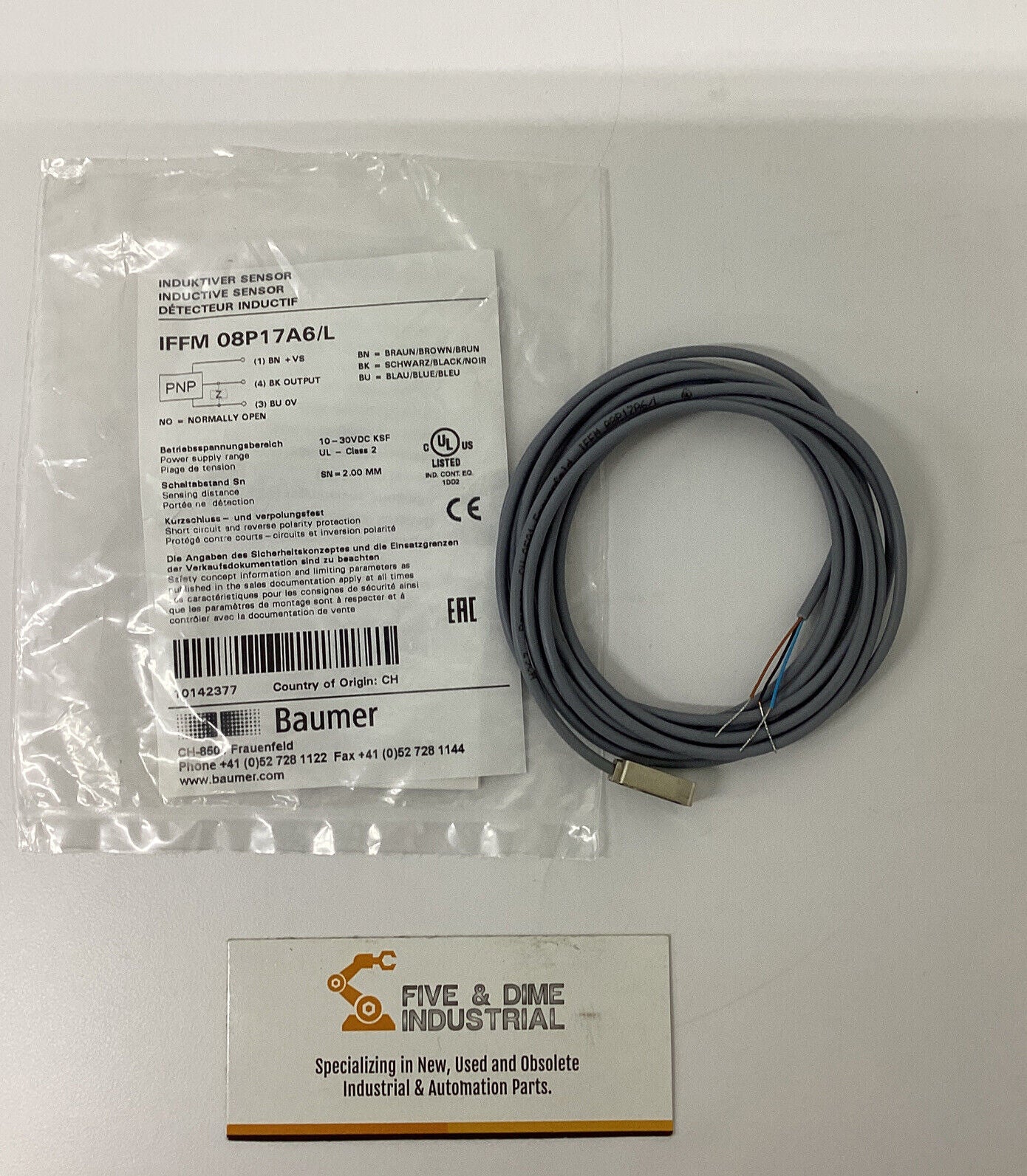 Baumer Electric IFFM-08P17A6/L  Inductive Sensor  Pnp  10-30 vdc (CL244)