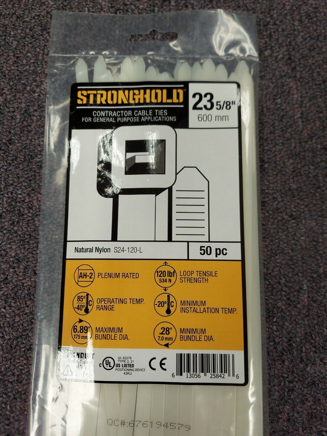 Panduit Stronghold Contractor Cable Ties 23 5/8  50 pack 600mm 120LB (OV104) - 0