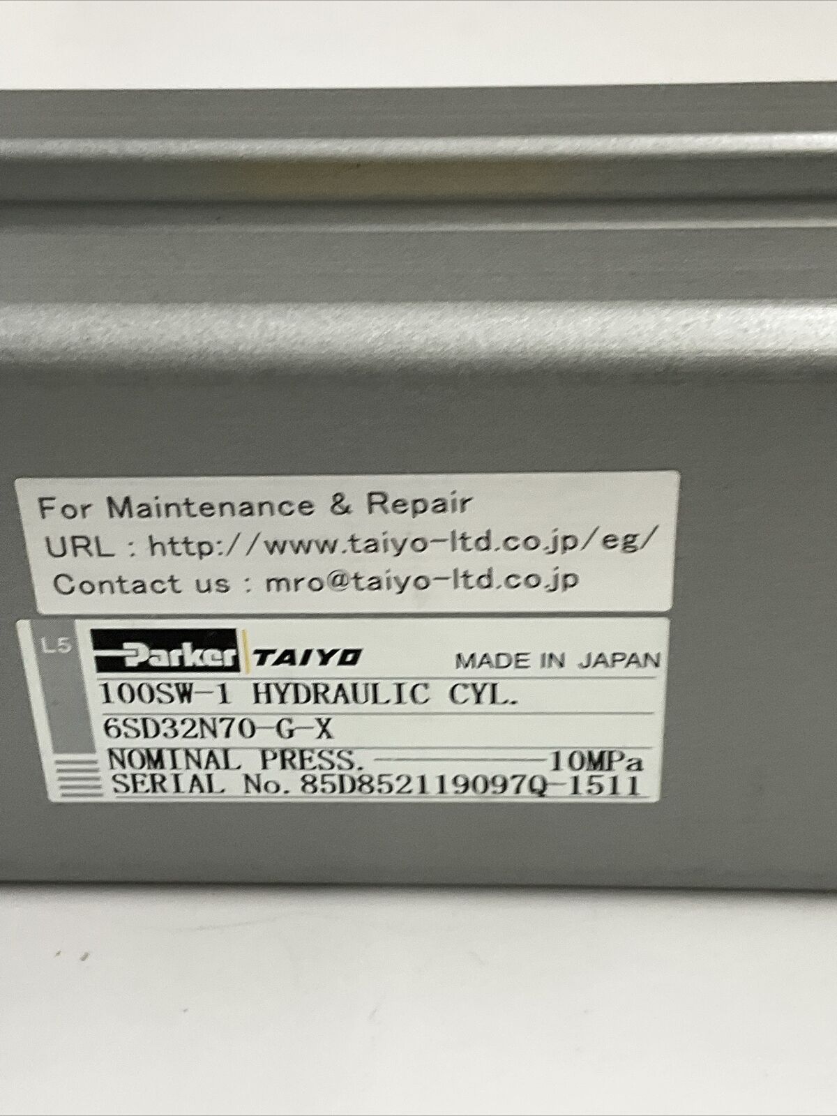 Parker Taiyo 100SW-1  6SD32N70-G-X Hydraulic Cylinder (YE265)