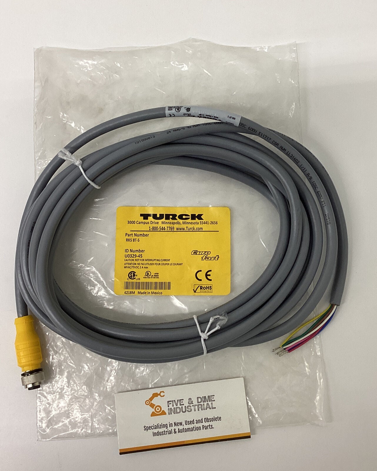 Turck RKS-8T-5 / U0329-45 Eurofast 8-Pin M12 Cable Cord Set (CL112)