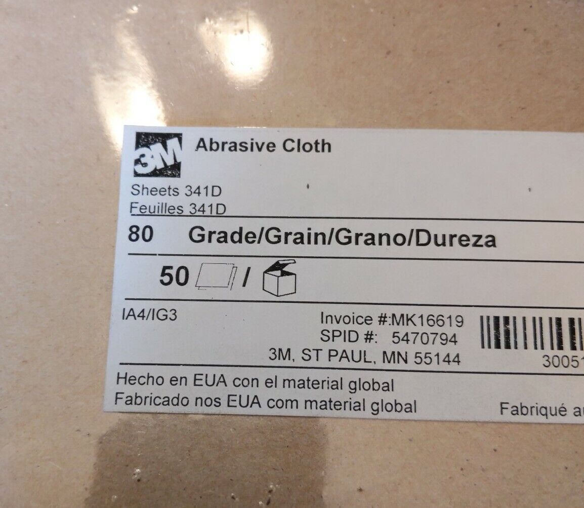 3M 341D Aluminum Oxide Cloth 4 X 9 Sheets 80 Grit (GR143)