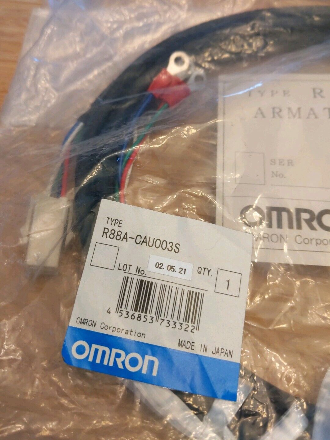 OMRON, R88A-CAU003S  New Motor Armature Cable Connector Cordset (GR188) - 0