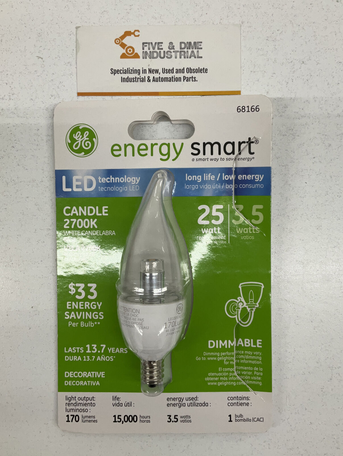 GE LED Light Bulbs LED3DCAC-C/TP Energy Smart 25 Watt Dimmable -BL212