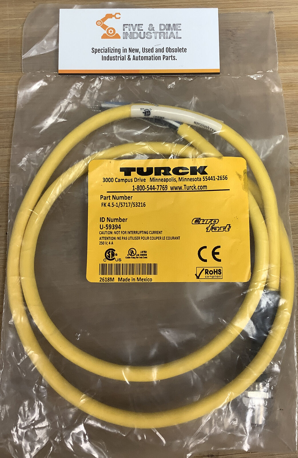 Turck FK4.5-1/S717/S3216 EURO FAST Cable/Cordset U-59394  (GR127)
