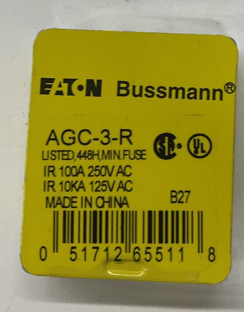 Bussmann AGC-3-R Pkg of 5 Glass Fuses 3A 250vac (CL161) - 0