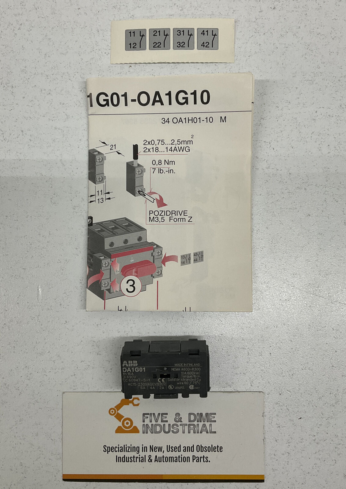 ABB 0A1G01 New Auxiliary Contact NC 10A 600V (RE110) - 0