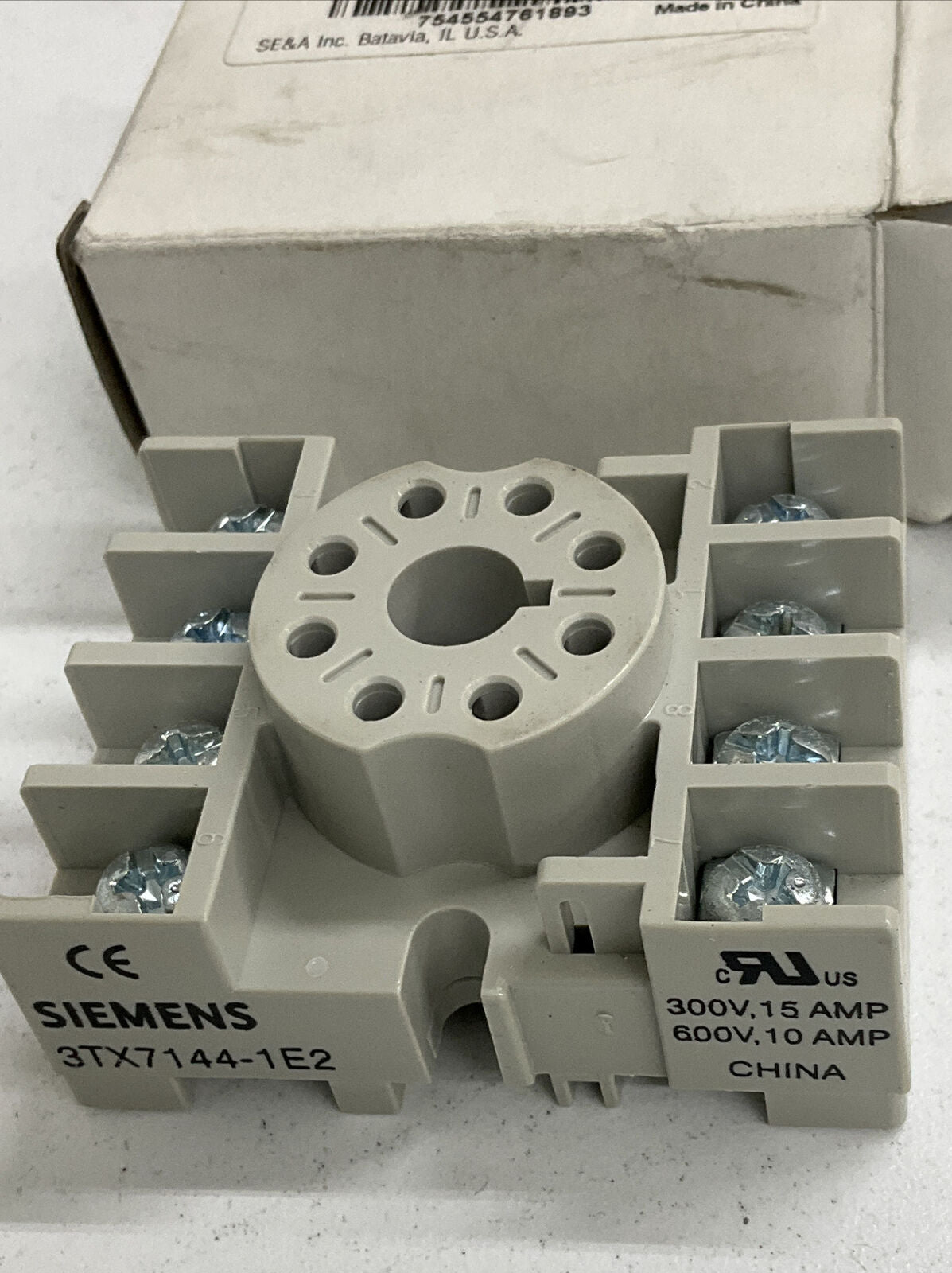 Siemens 3TX7144-1E2 New 8 Pin Octal 15A Din Mount Relay Socket (YE161) - 0