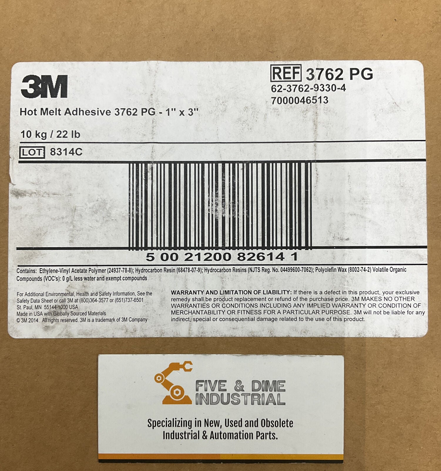 3M 3762 PG Box of Hot Melt Adhesive 1" - 3" 10kg / 22lb (OV120)
