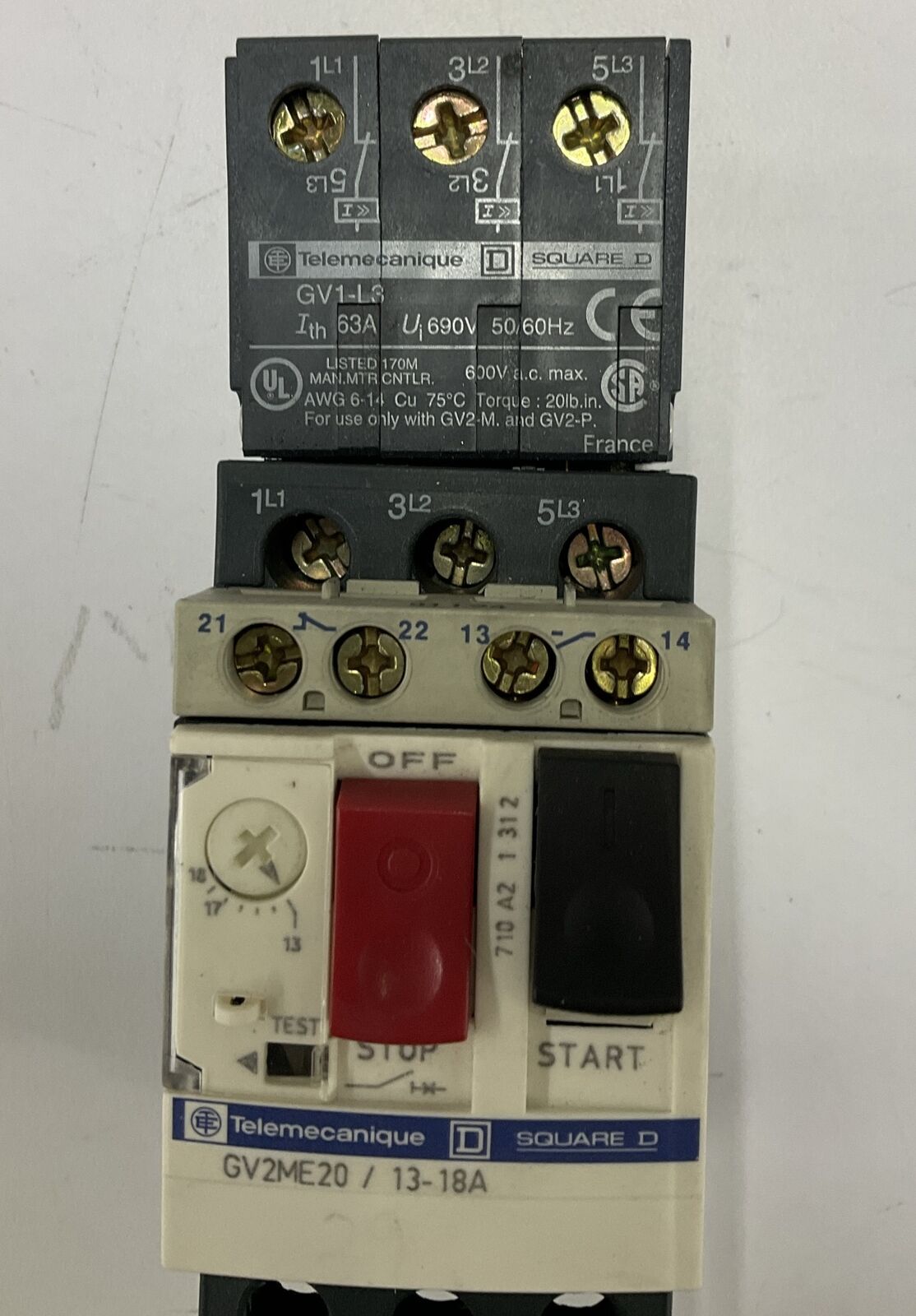 Telemecanique Square D GV2ME20/13-18 Amp Manual Motor Starter (RE185)