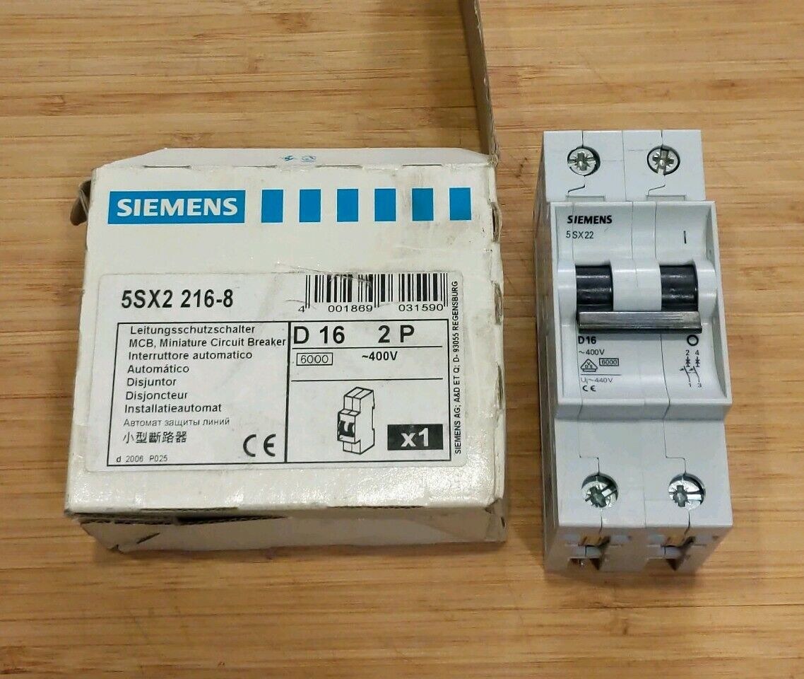 Siemens 5SX2 216-8 D16 2P 400AC MCB Circuit Breaker (GR105)