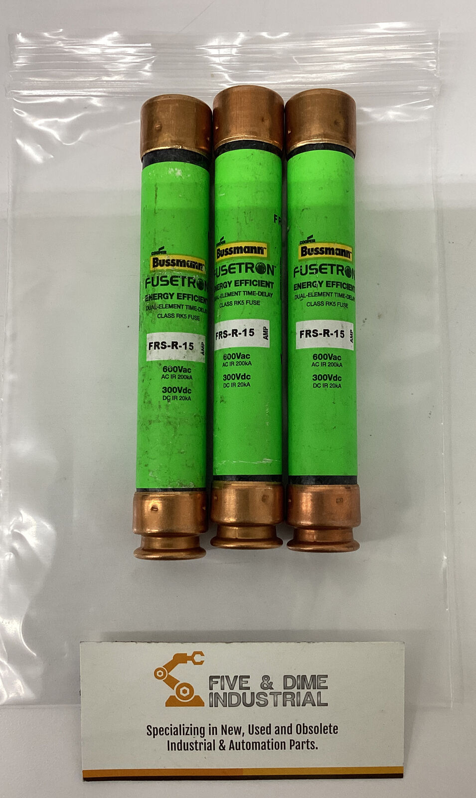 Bussmann Fusetron FRS-R-15 Lot of 3  Class RK5 fuses (YE251)