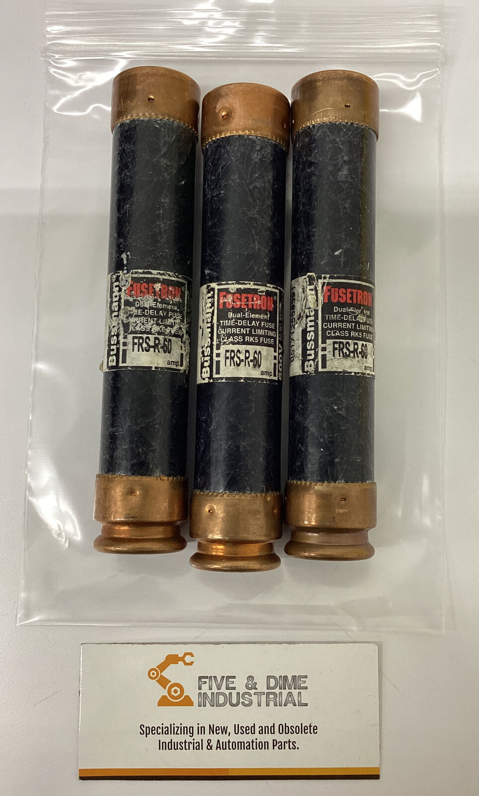Bussmann Fusetron FRS-R-60 Lot of 3  Class RK5 Fuses (YE250)
