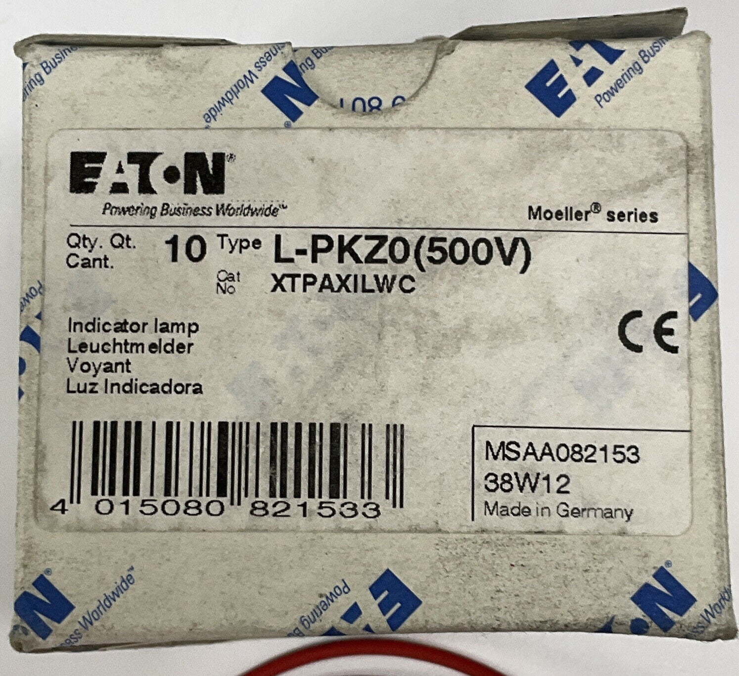 Eaton L-PKZ0  XTPAXILWC Box of 10 Universal Indicator Lamp White 415-500V BK111