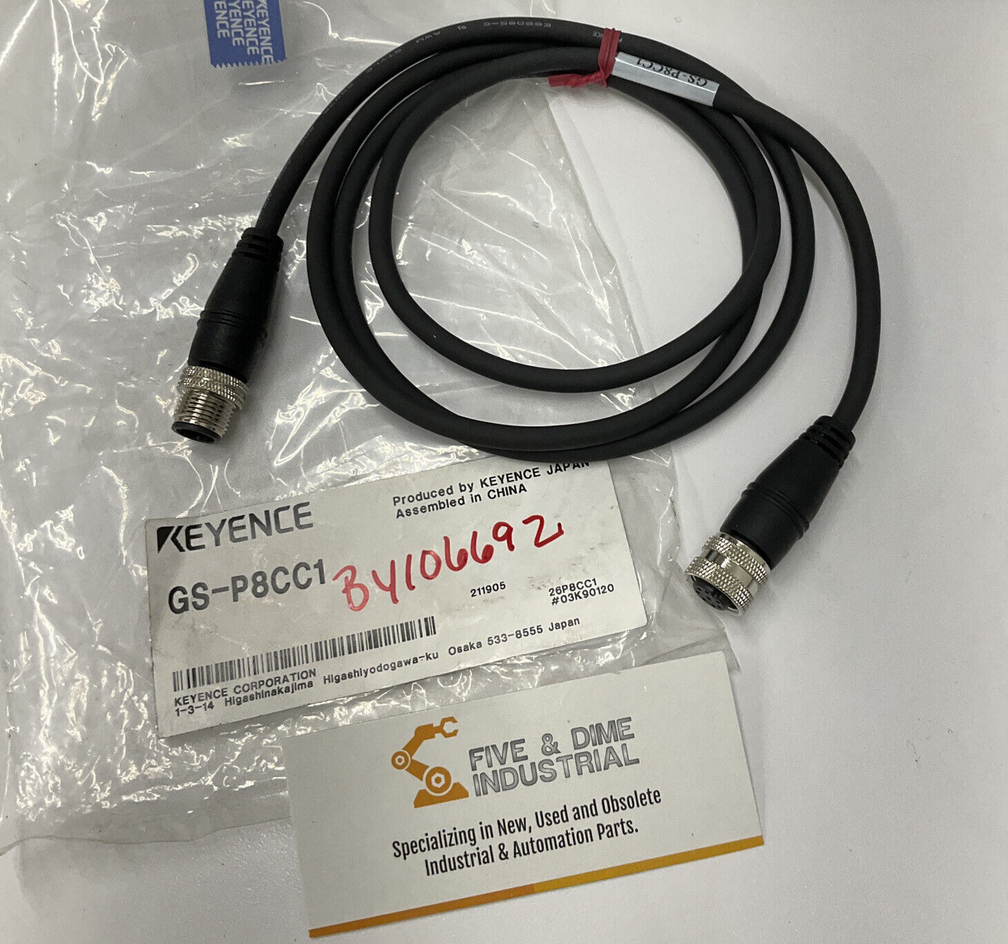 Keyence GS-P8CC1 8.Pin M12 New Extension Cable 1 meter (GR180)