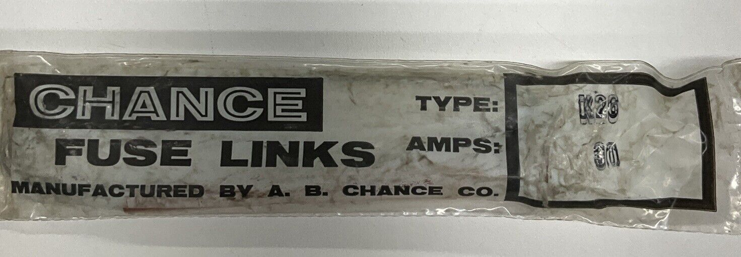 Chance Fuse Links K26-30 Type K26, 30 Amps (YE160)