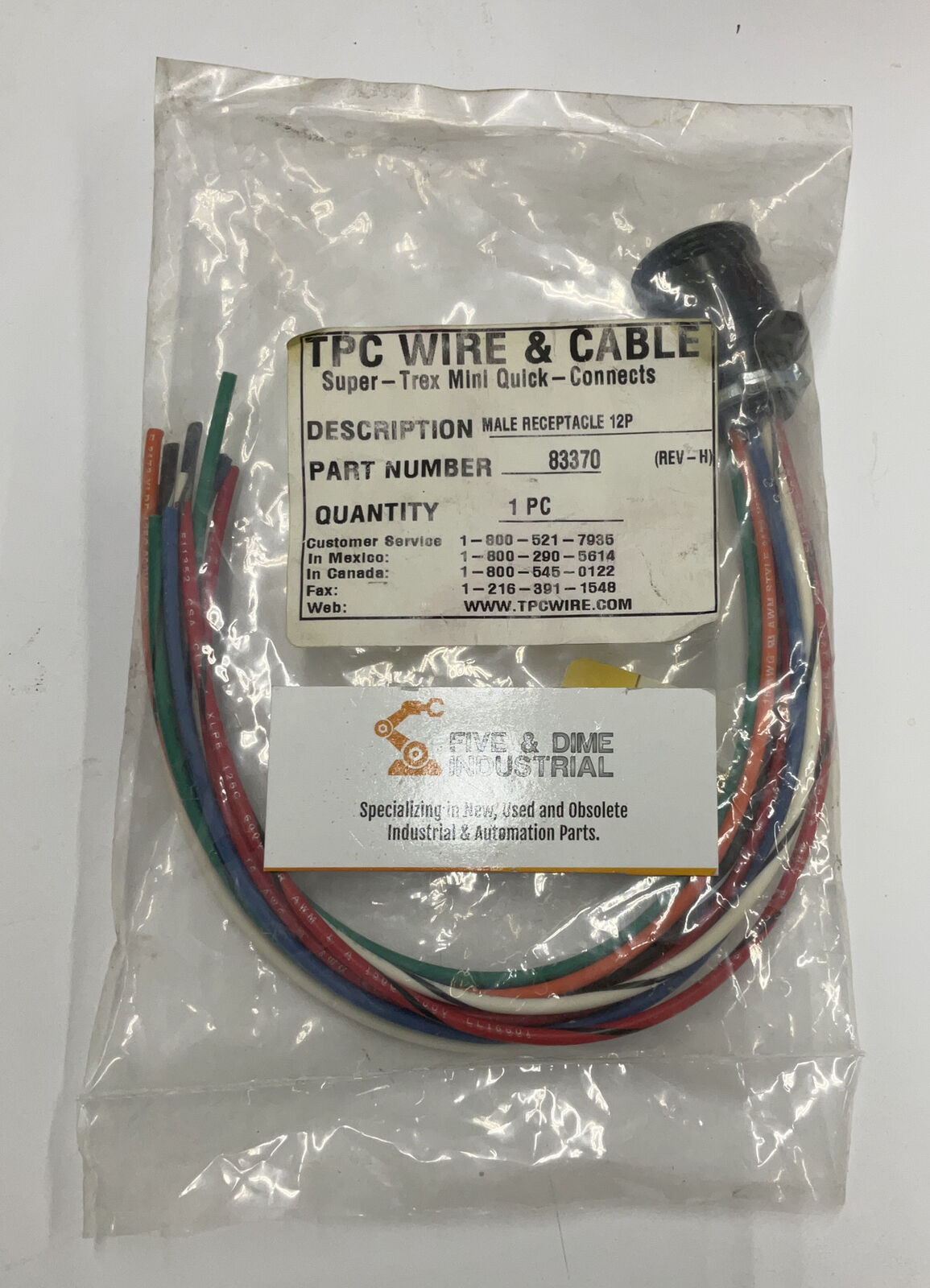 TPC Wire & Cable 83370 Male Receptacle 12-Pin (CL146)