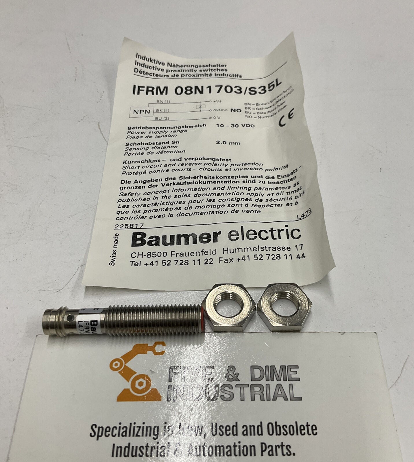 Baumer Electric IFRM-08N1703 / S35L Inductive Proximity Switch / Sensor (BL192) - 0