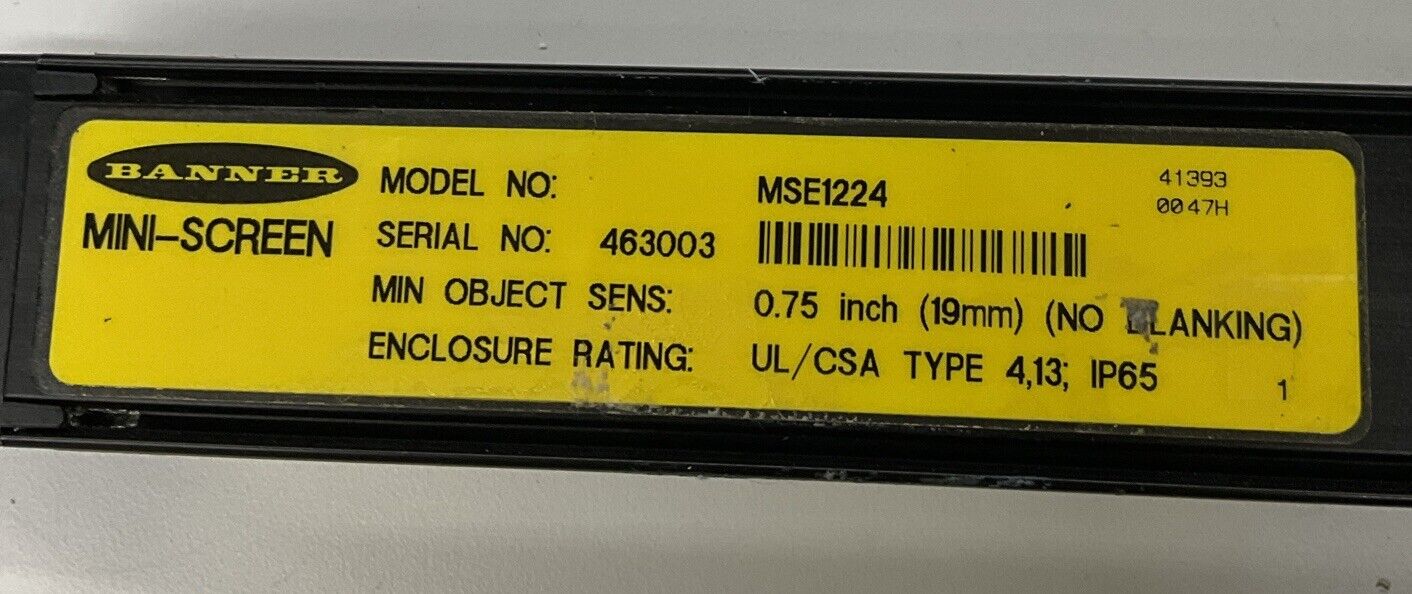 Banner MSE1224 Mini-Screen Emitter Light Curtain (CL220)