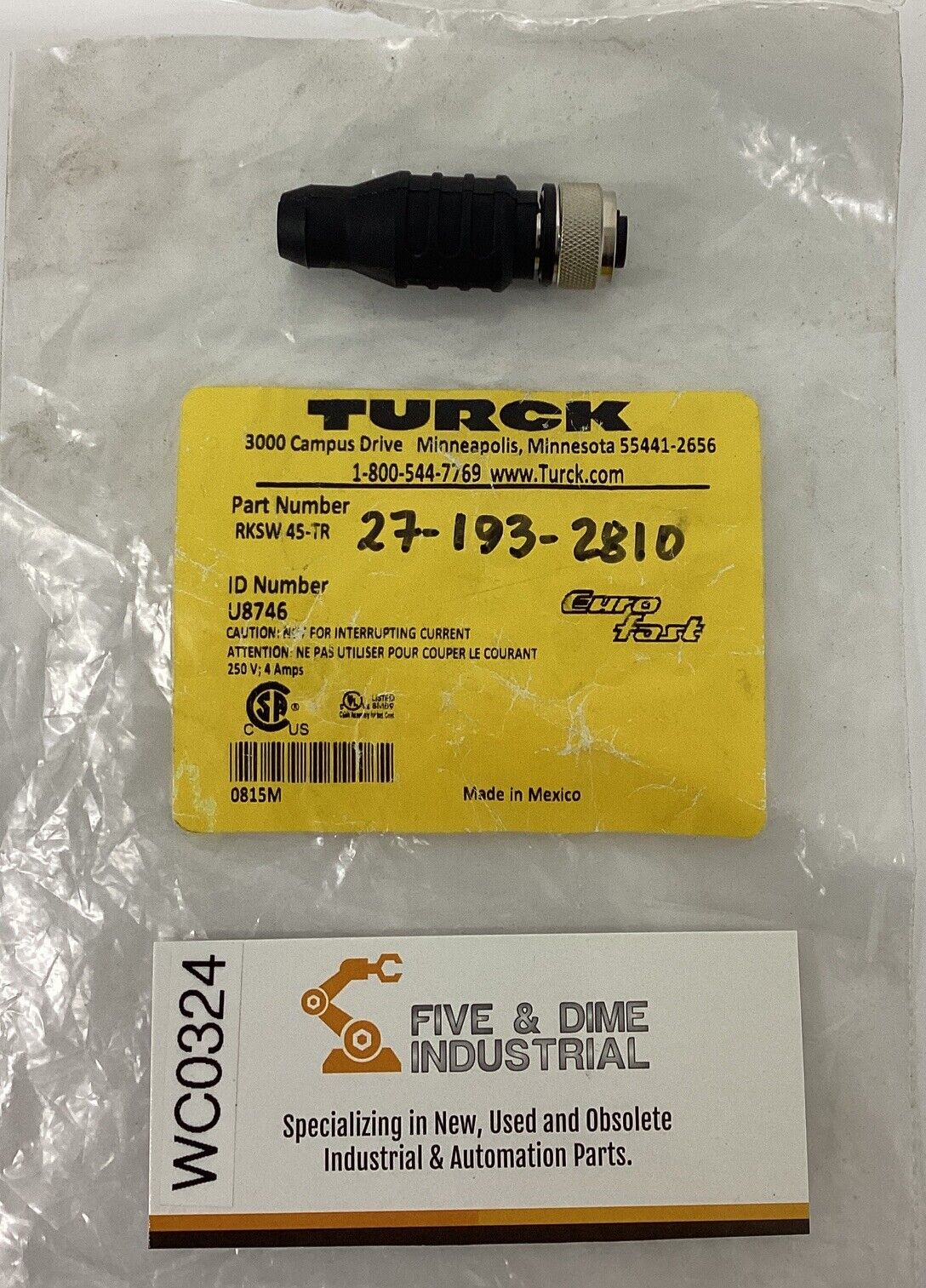 Turck RKSW45-TR / U8746 Eurofast Termination Resistor (BL286)