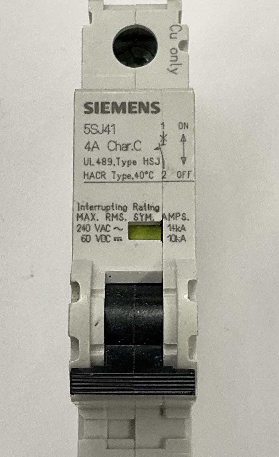 Siemens New 5SJ4104-7HG40 4 Amp Type HSJ Circuit Breaker DIN Mount (BK143) - 0