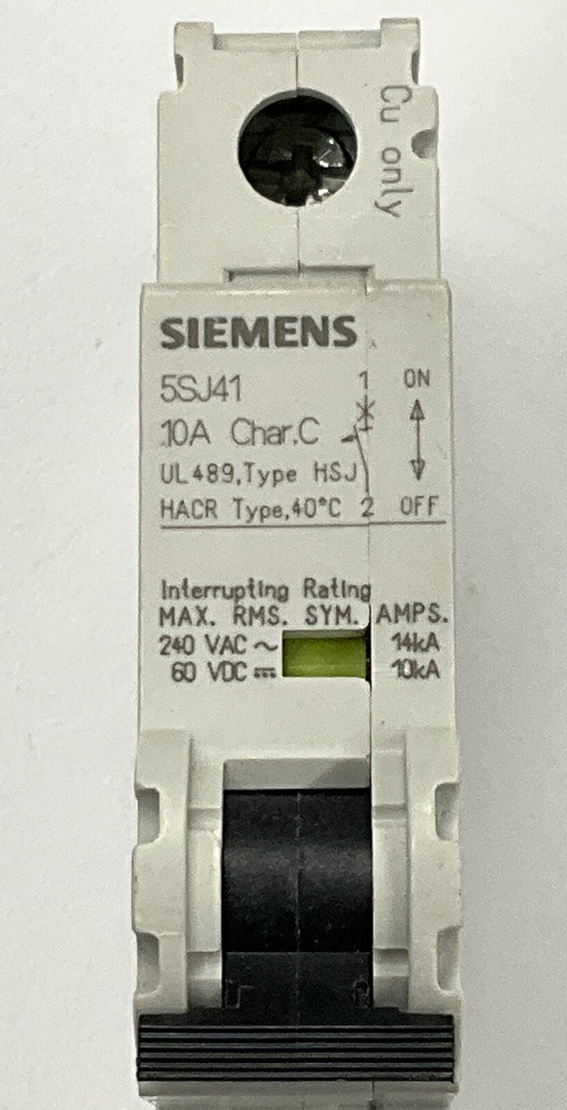 Siemens New 5SJ4110-7HG40 10 Amp Type HSJ Circuit Breaker DIN Mount (BK144) - 0