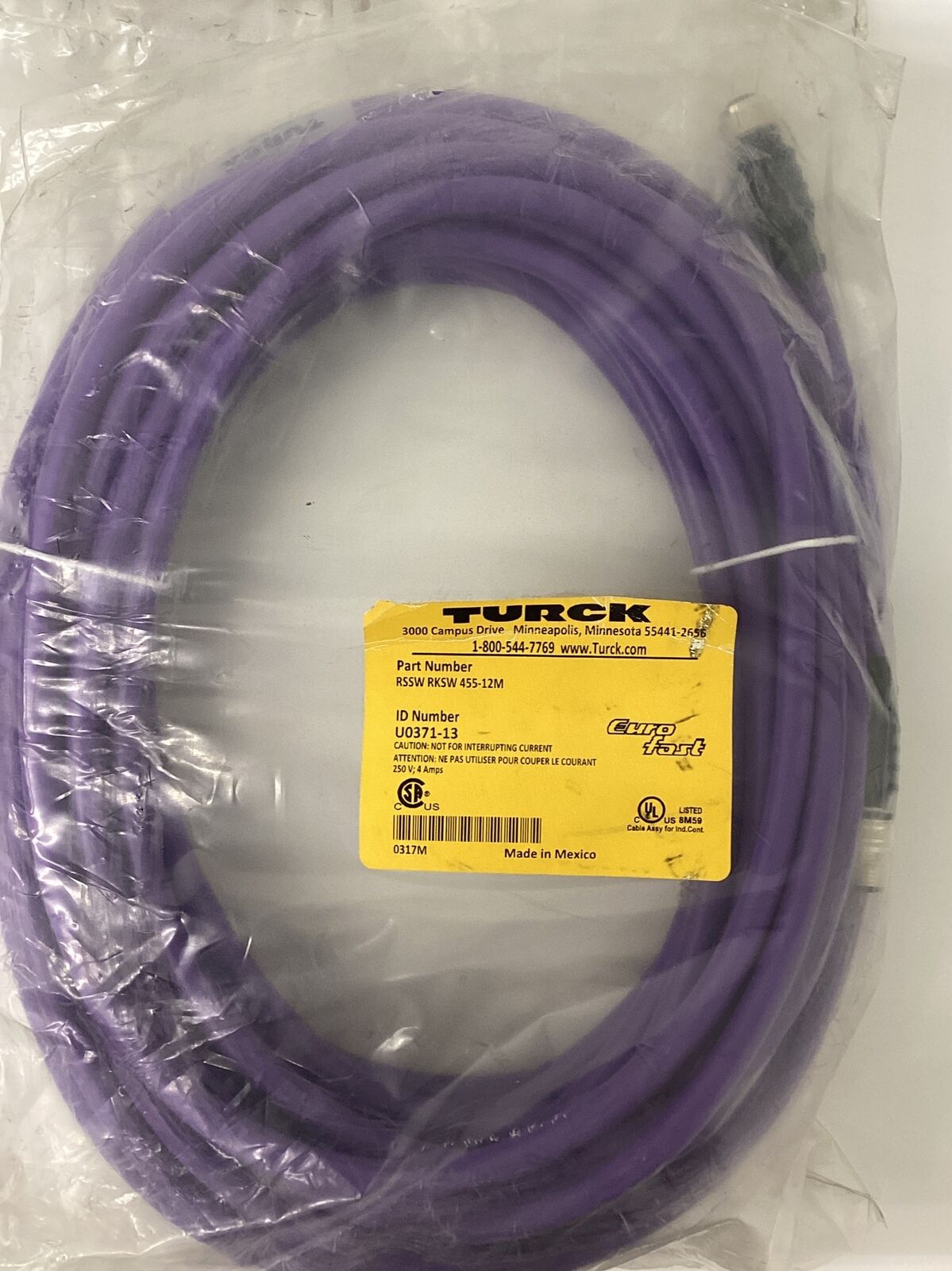 Turck Rssw-Rksw-455-12M  U0371-13 Profibus Cable 5 Pin M12 (CBL150) - 0