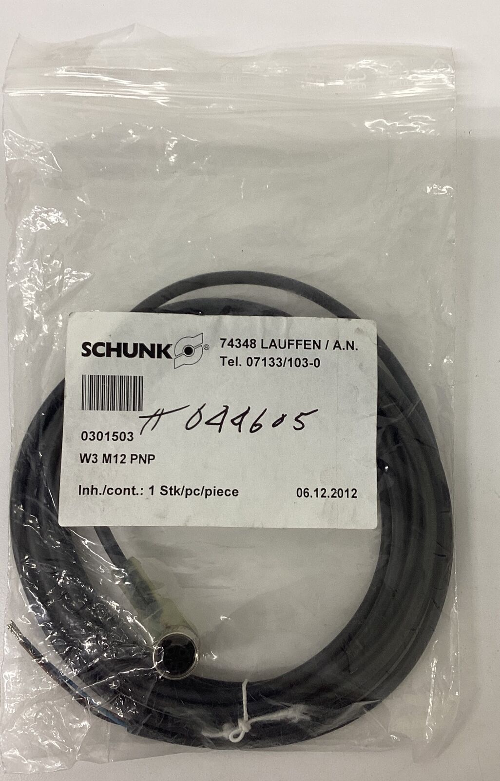 Schunk 0301503 Sensor Cable W3 M12 Pnp (GR210) - 0