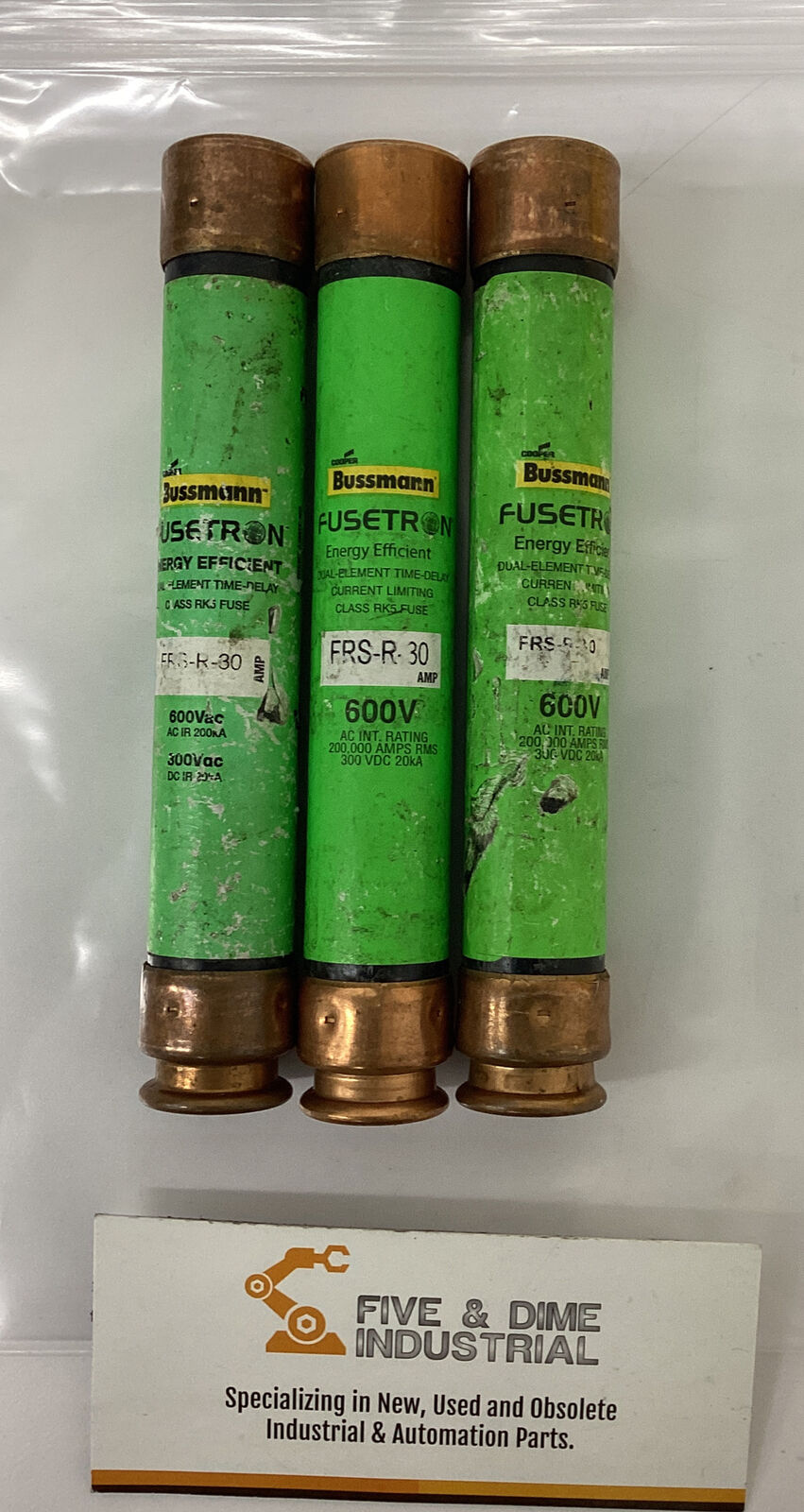 Bussmann Fusetron FRS-S-30 Lot of 3  Class RK5 Fuses (YE250)