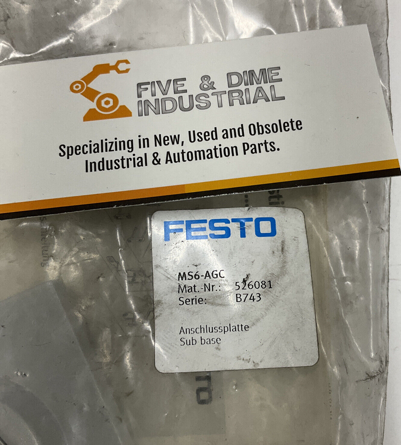 Festo MS6-AGC Cylinder Sub Base Set 3/8" Connection Plate 526081 (CL180)