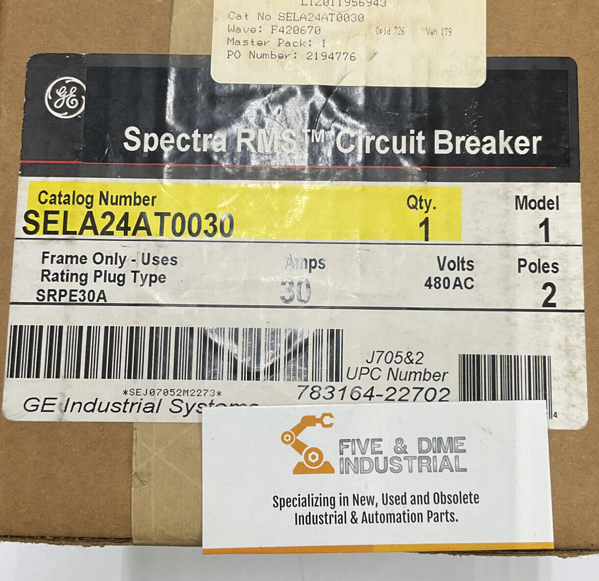 GE Spectra RMS Sela 24AT0030 2 Pole 480V 30 Amp Circuit Breaker (OV110)
