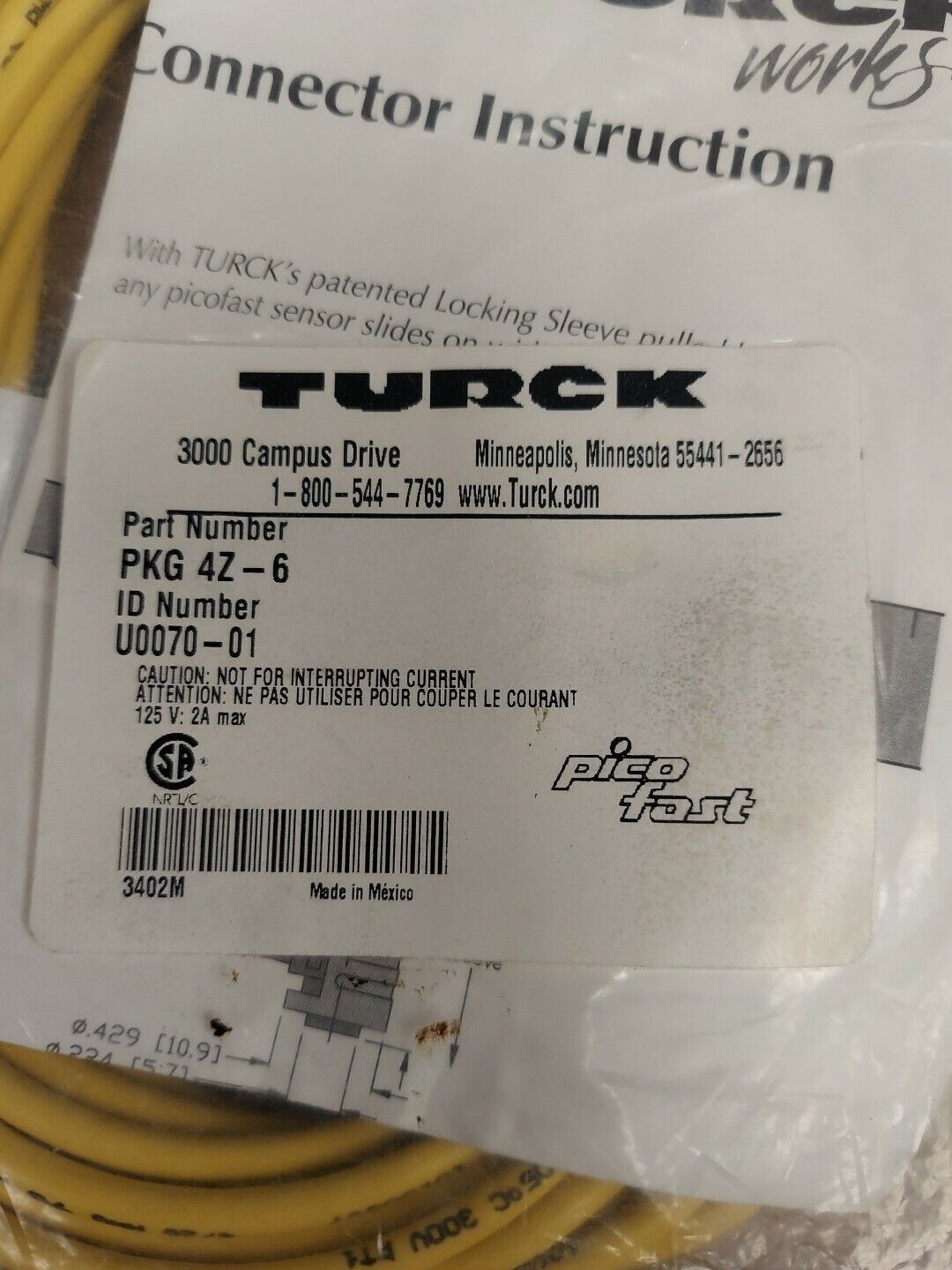 Turck PKG4Z-6 CABLE CORDSET   (CBL103) - 0