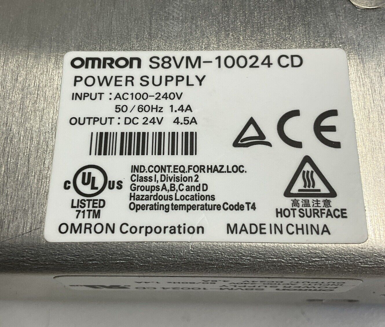 Omron S8VM-10024CD Switching Power Supply IN: 100-240 Out: 24VDC NEW (CL367)