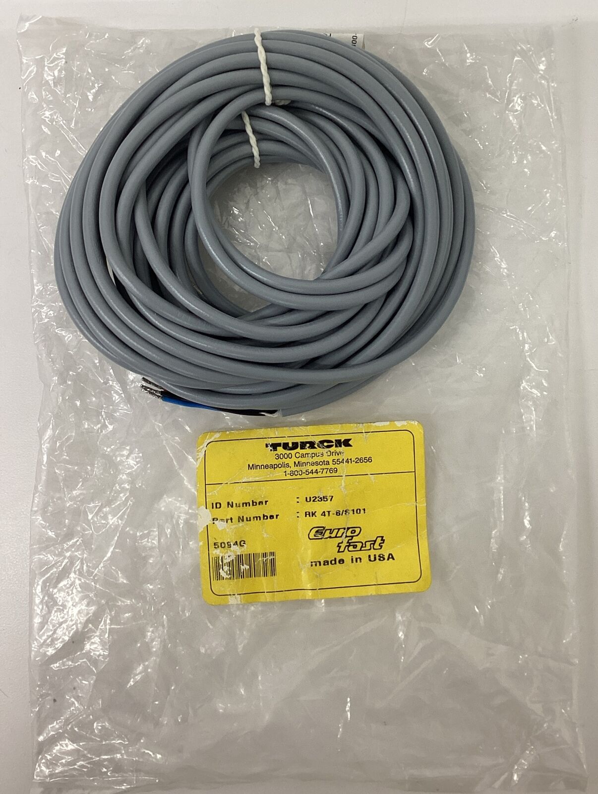 Turck RK4T-6/S101 / U2357 M12 3-Wire Straight Single End Cable 6M (CBL151)
