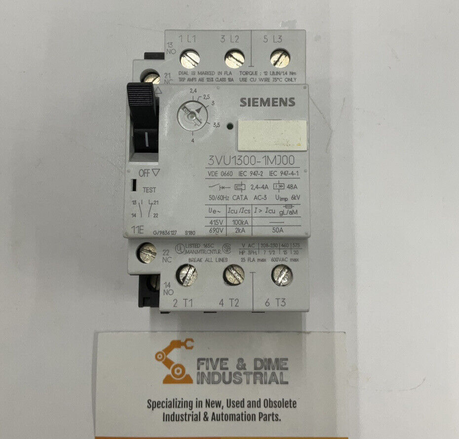 Siemens 3VU1300-1MJ00 Circuit Breaker 2.4-4A (CL140)